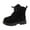 Black, variant on Kids Snow Boots Girls Combat Booties Suede Lace up Zipper Winter Outdoor Antislip Lug Sole Short Ankle Boots 11.5 Little Kid Black