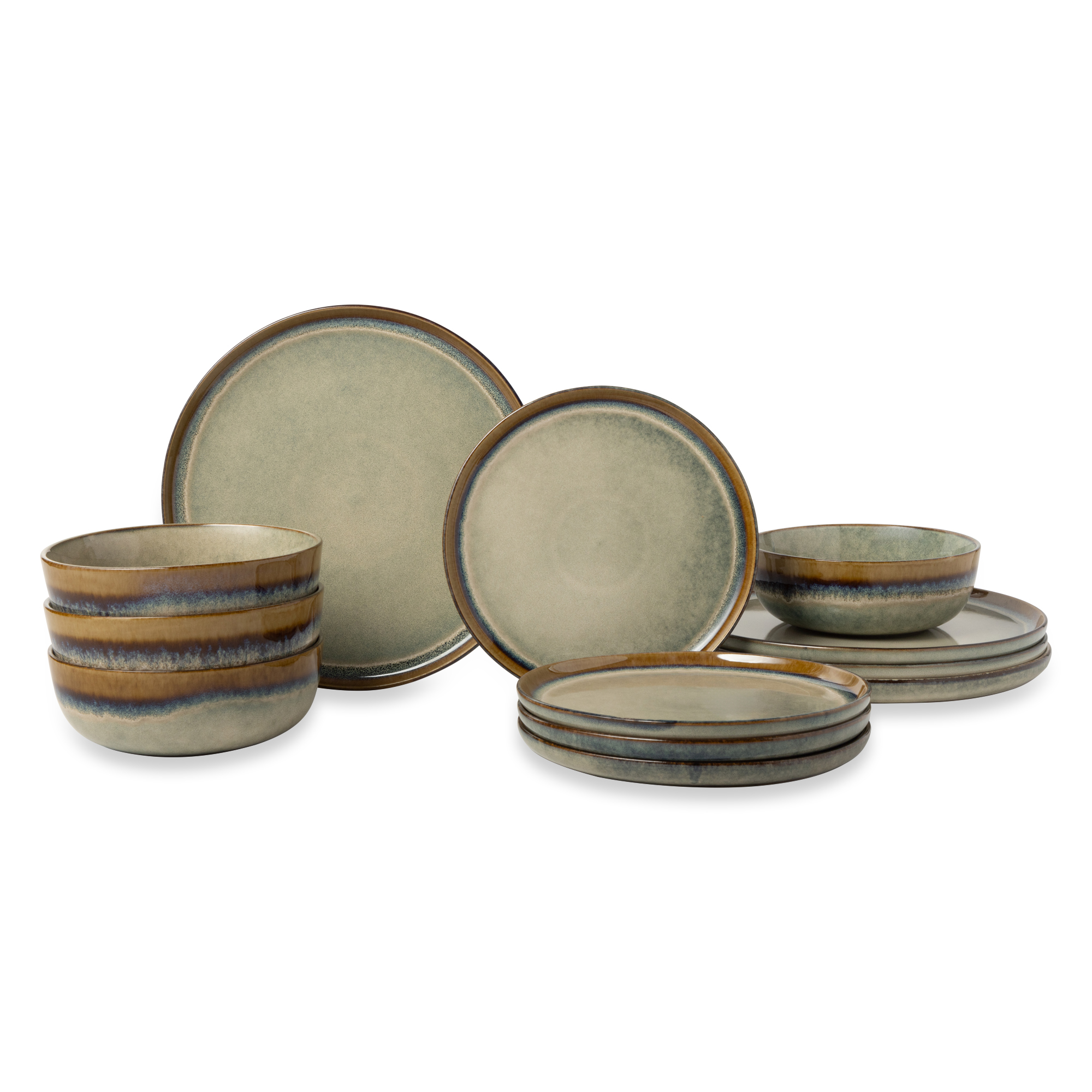 Wildstead 12-Piece Ceramic Dinnerware Set, Asher Collection