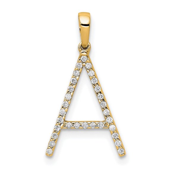 14k Gold Diamond Letter a Initial Pendant Necklace Measures 16.1x11mm Wide Jewelry for Women