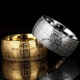 thumbnail image 3 of 1 piece and luxury retro personalized tungsten steel ring with gold surface, unique retro seal text pattern design, classic ring style,Gold,10, 3 of 11