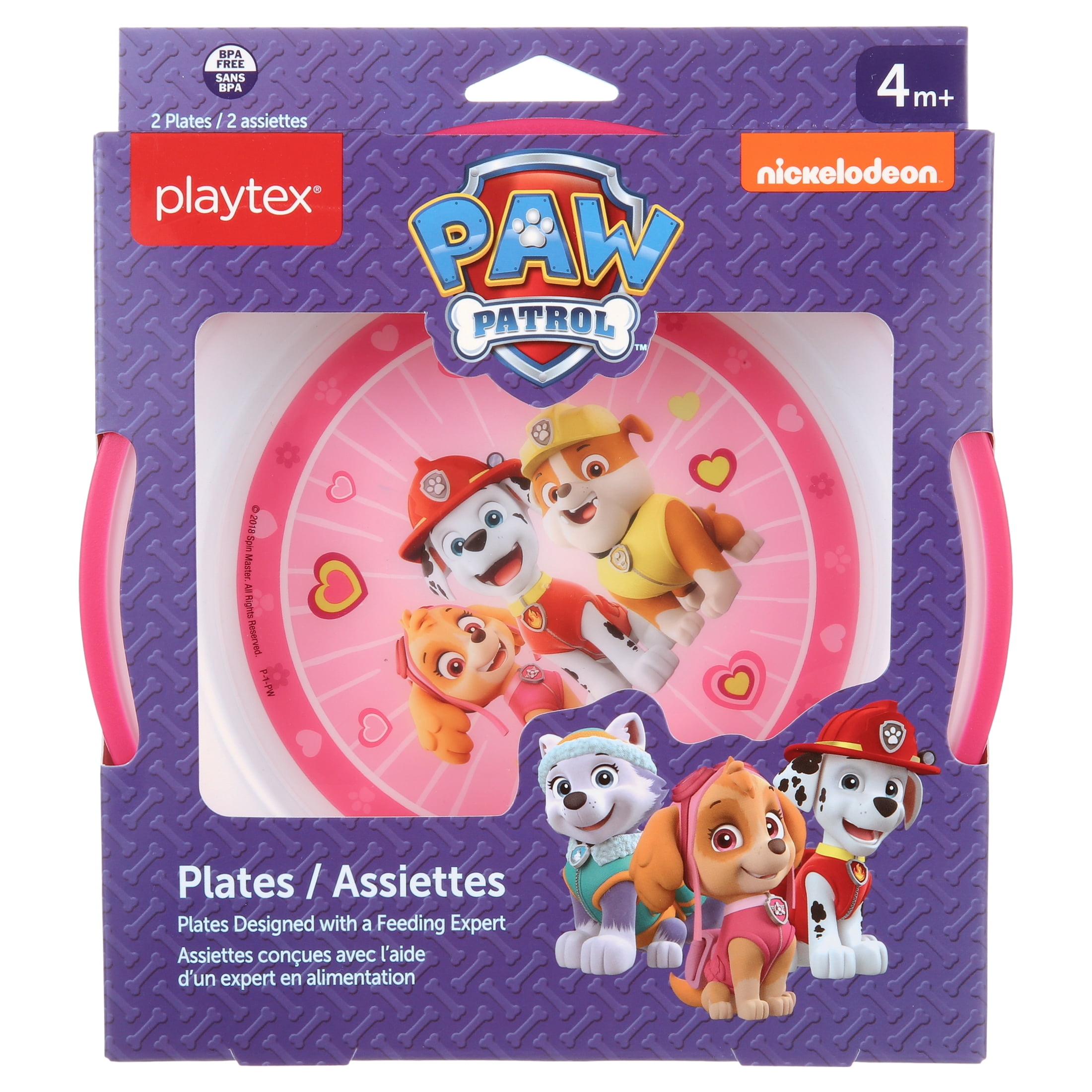 Playtex Paw Patrol Plates, Pink, 2 count