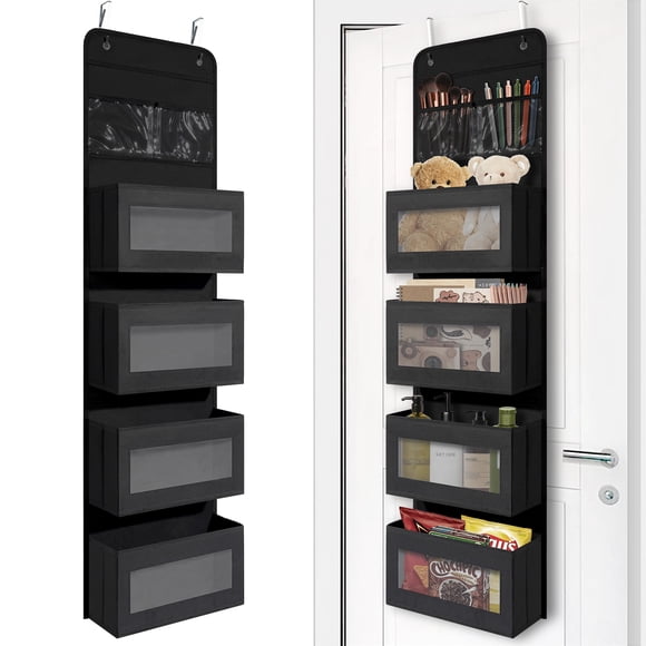 Organizador para colocar sobre la puerta, diseño de jirafas, con 4 bolsillos, color negro