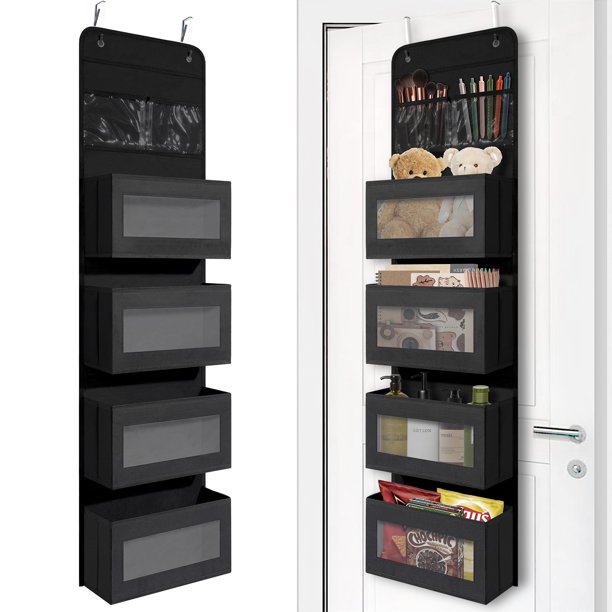 Organizador para colocar sobre la puerta, diseño de jirafas, con 4 bolsillos, color negro