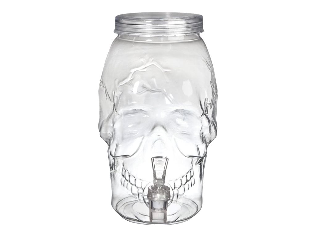 Skull Shaped Plastic Drink Dispenser 1 gallon Clear 1 Pc