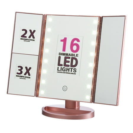 Onyx Makeup Mirror ($26 Value) with Dimmable LED Lights, (Lighted Mirrors For Makeup Best)