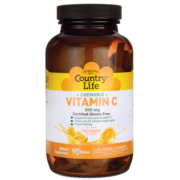 Country Life Chewable Vitamin C Juicy Orange 500 mg 90 Wafers