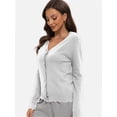 thumbnail image 2 of Women's Lightweight Cropped Cardigan Sweater - Long Sleeve Button-Down Open Front, 2 of 6