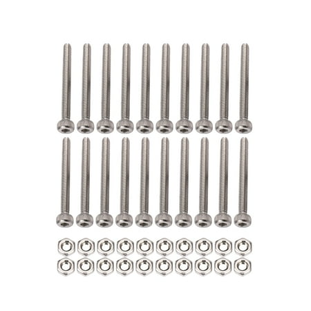 

M2 x 20mm Long Hex Socket Knurled Cap Screws Nuts Set 20Pcs