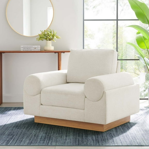 Modway Oasis Upholstered Fabric Armchair in Ivory