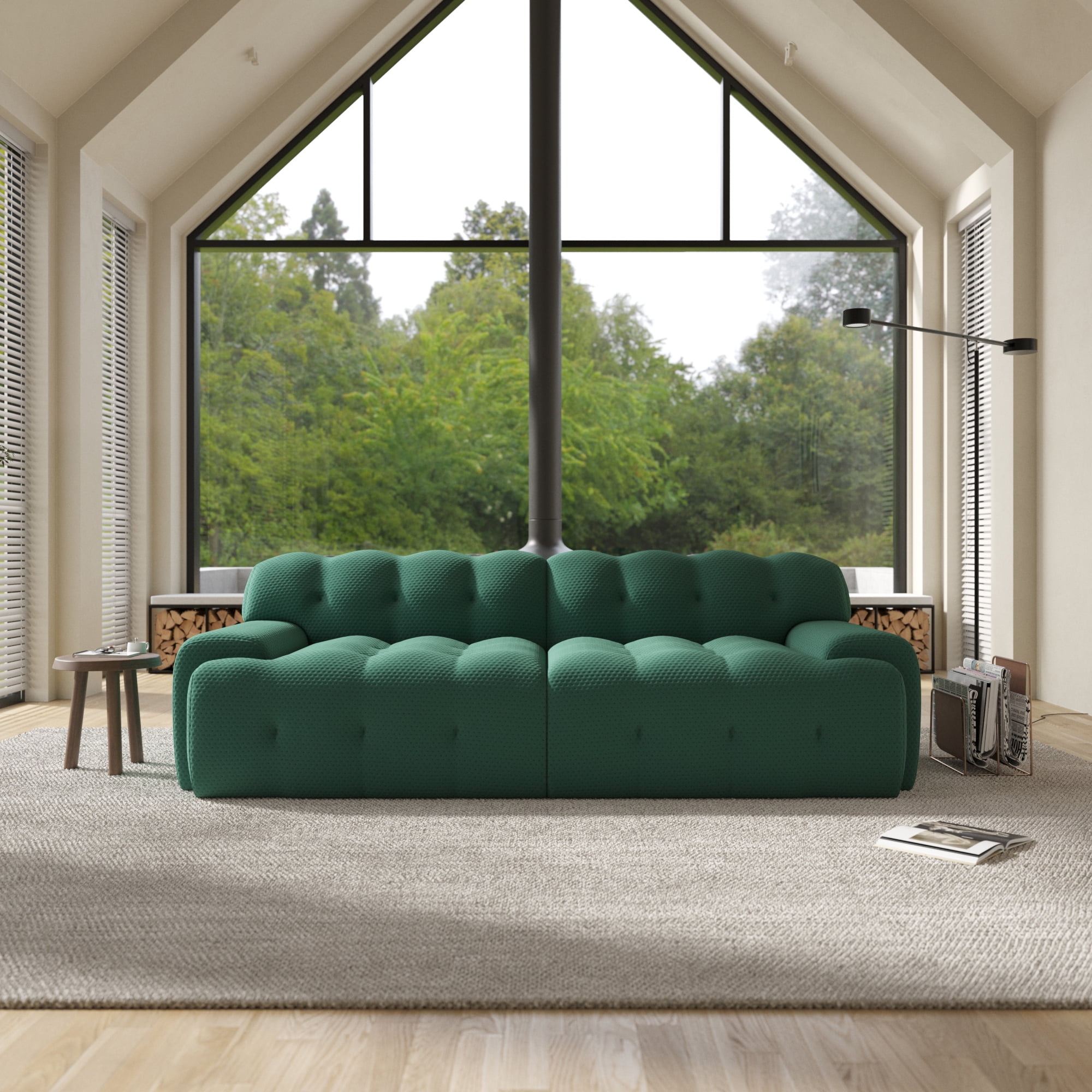 Sodrens 86.6 inch Oversized Loveseat Sofa,3D Mesh Fabric Comfy Sectional Cloud Sofa Couches,Curved Couch for Living Room, Office, Apartment,No Assembly Required (Green)