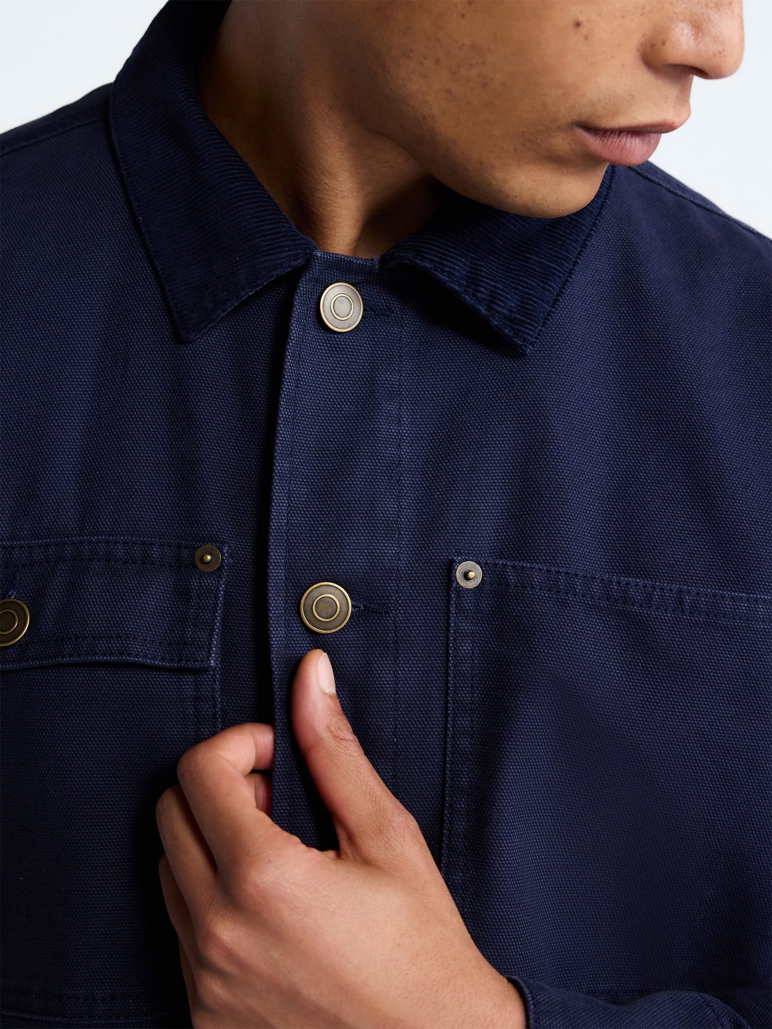 Free Assembly Men's Cotton Ranch Jacket with Long Sleeves, Sizes XS-3XL