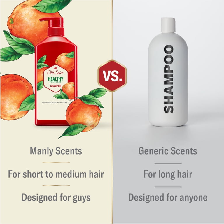 Old Spice Healthy Feeling Hair Shampoo for Men, Citrus Zest Scent