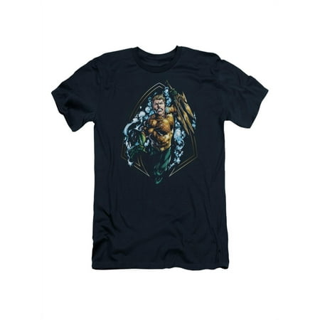 DC Comics Aquaman Sceptor Bubbles Adult Slim Fit T-Shirt Tee
