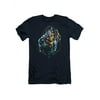 DC Comics Aquaman Sceptor Bubbles Adult Slim Fit T-Shirt Tee