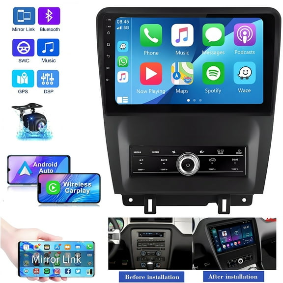2G 32G Android 13 Car Radio for Ford Mustang 2010-2014 10 Inch Touch Screen Car Stereo with CarPlay Android Auto Mirror Link Bluetooth FM GPS Navigation HiFi WiFi SWC