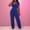 Blue, variant on Women's 2 Piece Outfits Square Neck Short Sleeve Top Wide Leg Pants Tracksuit Lounge Sets Pink S