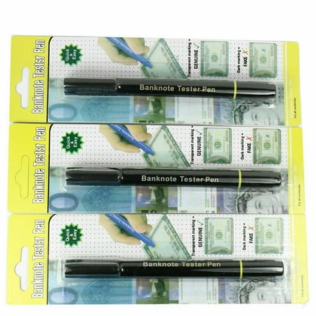 3 Pack Counterfeit Money Detector Pen Tester Currency Cash 2in1