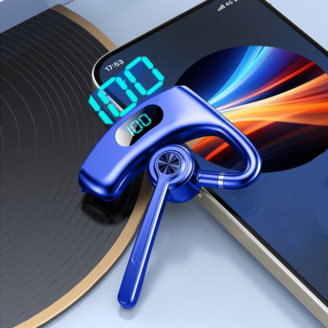 Meitianfacai Écouteurs avec Crochet d'Oreille, Affichage de Puissance LED, Réduction de Bruit, BT 5.4, Écouteurs Légers avec Microphone pour Cellulaire iOS Android