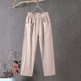 thumbnail image 6 of Women's Straight Leg Summer Linen Travel Pants, Elastic Waist Loose Lightweight Business Casual Trousers with Pockets, 6 of 8