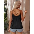 thumbnail image 6 of Oudiya Womens Silk Satin Camisole Tank Tops V Neck Spaghetti Strap Blouses Cross Back Sleeveless Cami Shirt, 6 of 8
