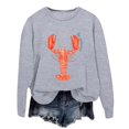 thumbnail image 2 of Women's Casual Long Sleeve Sweatshirts Lobster Printed Crew Neck Pullover Comfy Tops Fall Fashion Outfits Winter Clothes 2025, 2 of 4