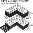 thumbnail image 4 of Greswe Corner Shower Caddy - 2 Pack Rustproof Shower Organizer, Durable Shower Shelves with Large Capacity, Drill-Free Adhesive Shower Rack with 4 Movable Hooks, a Soap Holder, Black, 4 of 6