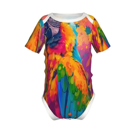 

Yiaed Colorful Parrot Jungle Dream A Print Infant Climbing Short Sleeve Onesie One-Piece Baby Bodysuit Clothes 0-12 Months -6 Months