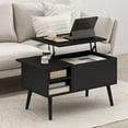 thumbnail image 6 of Furinno Jensen Wooden Leg Lift Top Coffee Table With Hidden Compartment and Side Open Storage Shelf for Living Room, Americano, 6 of 6