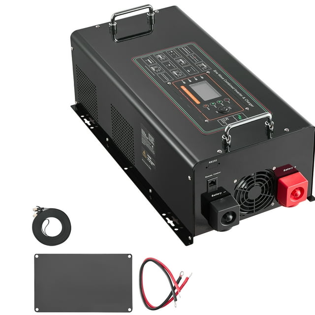 KFFKFF Pure Sine Wave Inverter Charger, 6000 Watt, DC 48V to AC 120V Power Inverter with LCD Display, Remote Control, Solar Inverter for Off-Grid Solar RV Boat Home