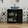thumbnail image 2 of FULLWATT 36 Inches Bathroom Vanity in Black Finish with Glass Boat-Shaped Vessel Sink, Single Bathroom Vanity with Top, 2-Door Cabinet and 2 Drawers, 2 of 17