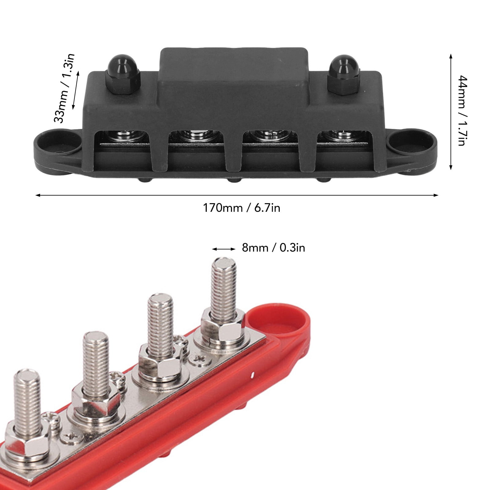 48V 250A Power Distribution Block, M8 Terminals for Car, RV, Boat Wiring, Durable ABS  Brass