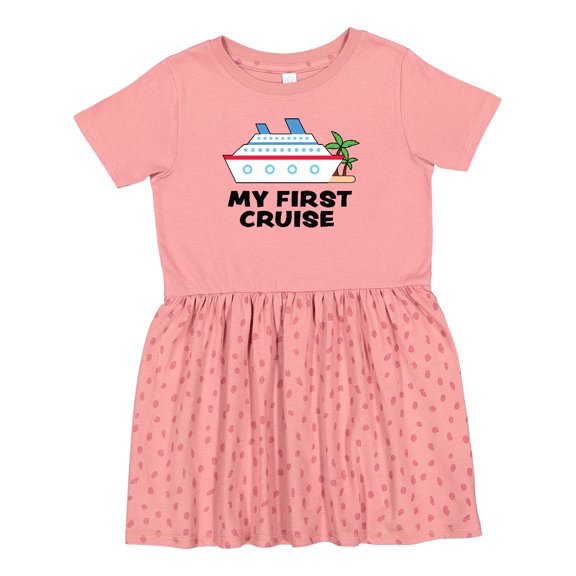 Inktastic My First Cruise with Cruise Ship and Palm Trees Girls Toddler Dress