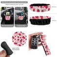 thumbnail image 7 of Uorisanigo Strawberry Flower Set of 15 Car Seat Covers Full Set with Steering Cover Seat Belt Cover Pads Car Trash Bag Hanging Air Vent Storage Box Rearview Mirror Cover Keychain Interior Decor, 7 of 7