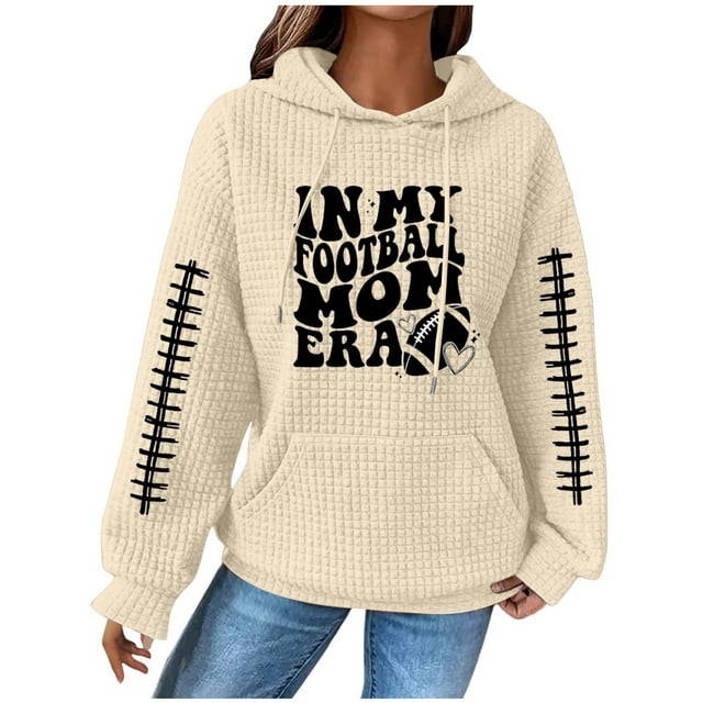 WEAIXIMIUNG Sweat-Shirt Rouge Femme Décontracté Football Sweat-Shirts Blouse Chemise Graphique Imprimé à Capuche Manches Longues Pull Sweat-Shirts