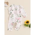 thumbnail image 3 of Nygoyerh Newborn Girls 1 Pieces Romper Floral Print Zipper Bodysuits Long Sleeve Crew Neck Jumpsuits Infant Clothing 3M 6M 12M 18M, 3 of 7