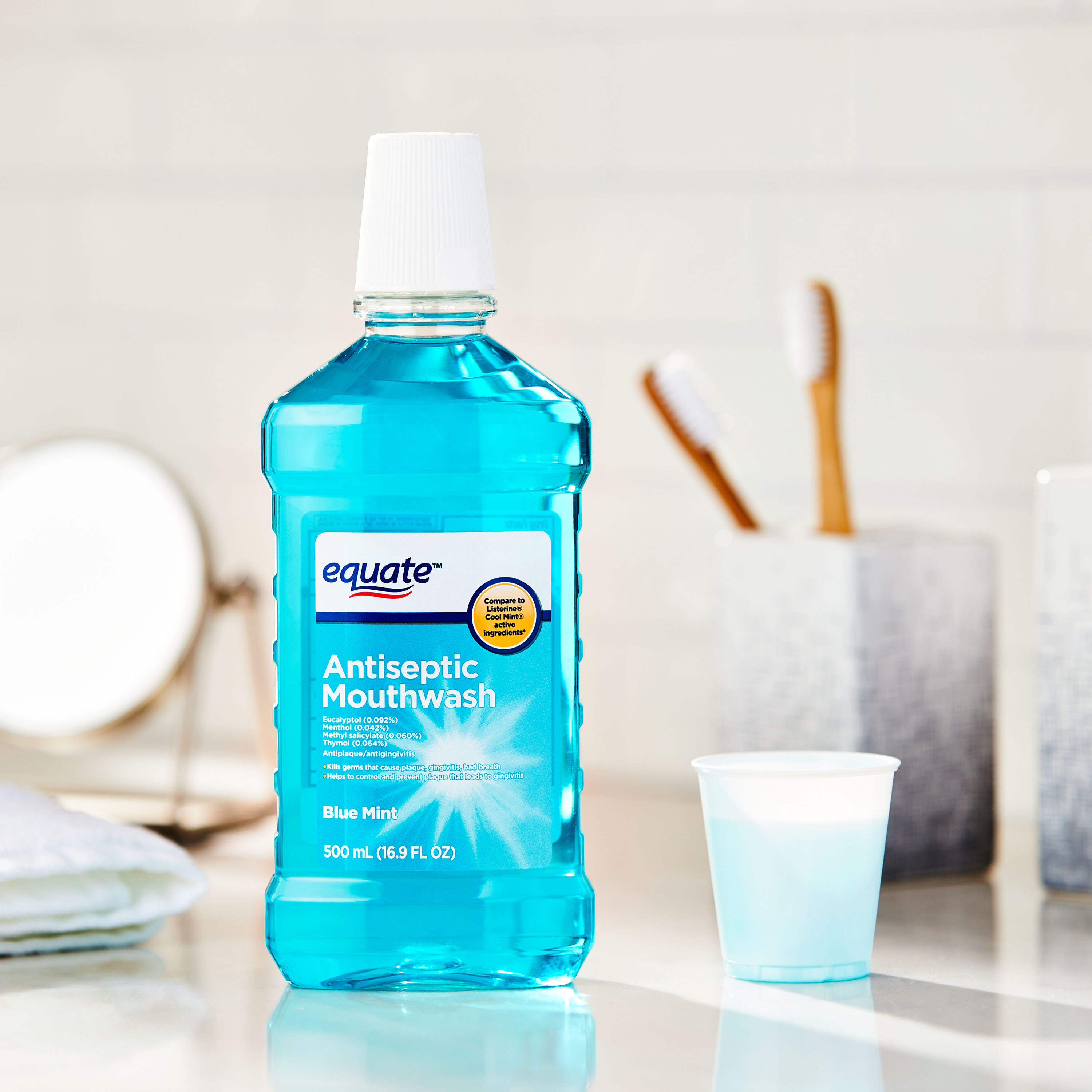 Equate Antiseptic Mouthwash, Blue Mint, 500 mL