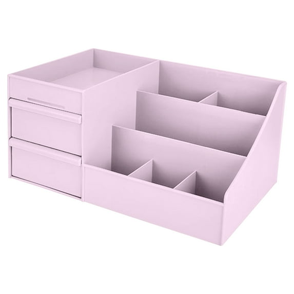 Tssuoun Box PP Makeup Organizer Case Table Storage Container with Drawers Jewelry Cosmetic Case pink 28x17x13cm