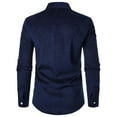 thumbnail image 3 of Mens Corduroy-Shirts with Pocket Casual Long Sleeve Button-Down Collared Tshirts Shirt Basic Plaid Printed Comfort Slim Office Work Tops, 3 of 7