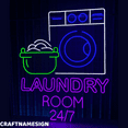 thumbnail image 2 of Craftnamesign Laundry Room 247 Neon Sign, Welcome Wall Art, Laundry Wall Decor, 2 of 4