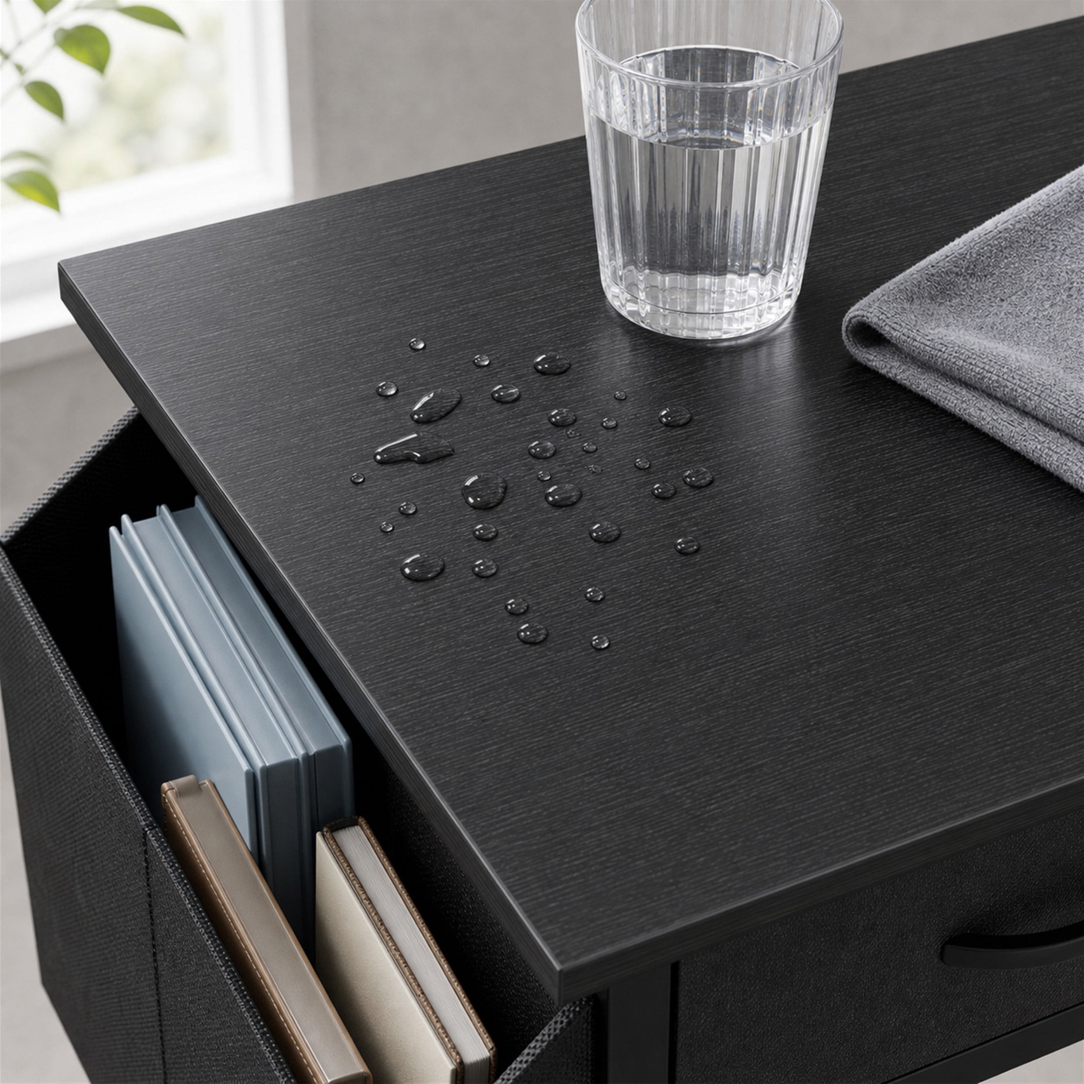 edx Small Desk with Drawers Storage Bag Iron Hook, 32 Inch Computer Desk Modern Gaming Writing Desk Study Table for Home Office, Black