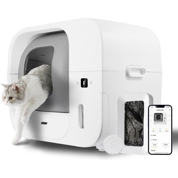 Self Cleaning Litter Box, 60 L Automatic Cat Litter Box Self Cleaning for Multiple Cats, with Safety Protection,WiFi App Control,Litter Mat,Extra Large Space for 3.3-22 lbs Cats