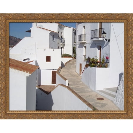 Streets of Andalusia, Spain 36x28 Large Gold Ornate Wood Framed Canvas Art