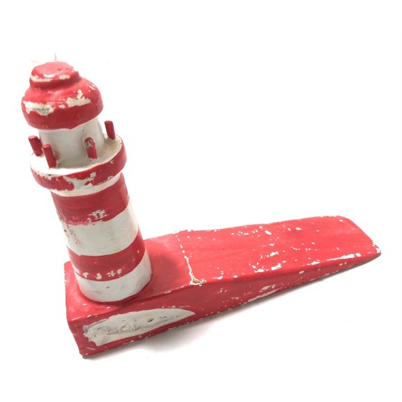 Lighthouse Door Stopper 7" - Rustic Coastal Red | #Ort1701310r