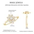 thumbnail image 3 of Rosec Jewels Moissanite Flower Engagement Ring for Women - Nature Inspired Cocktail Ring - D-VS1 Quality Certified, 18K Yellow Gold, US 6.00, 3 of 4