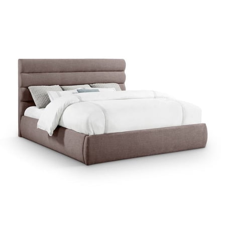 Meridian Furniture Adam Brown Linen Textured Fabric King Bed
