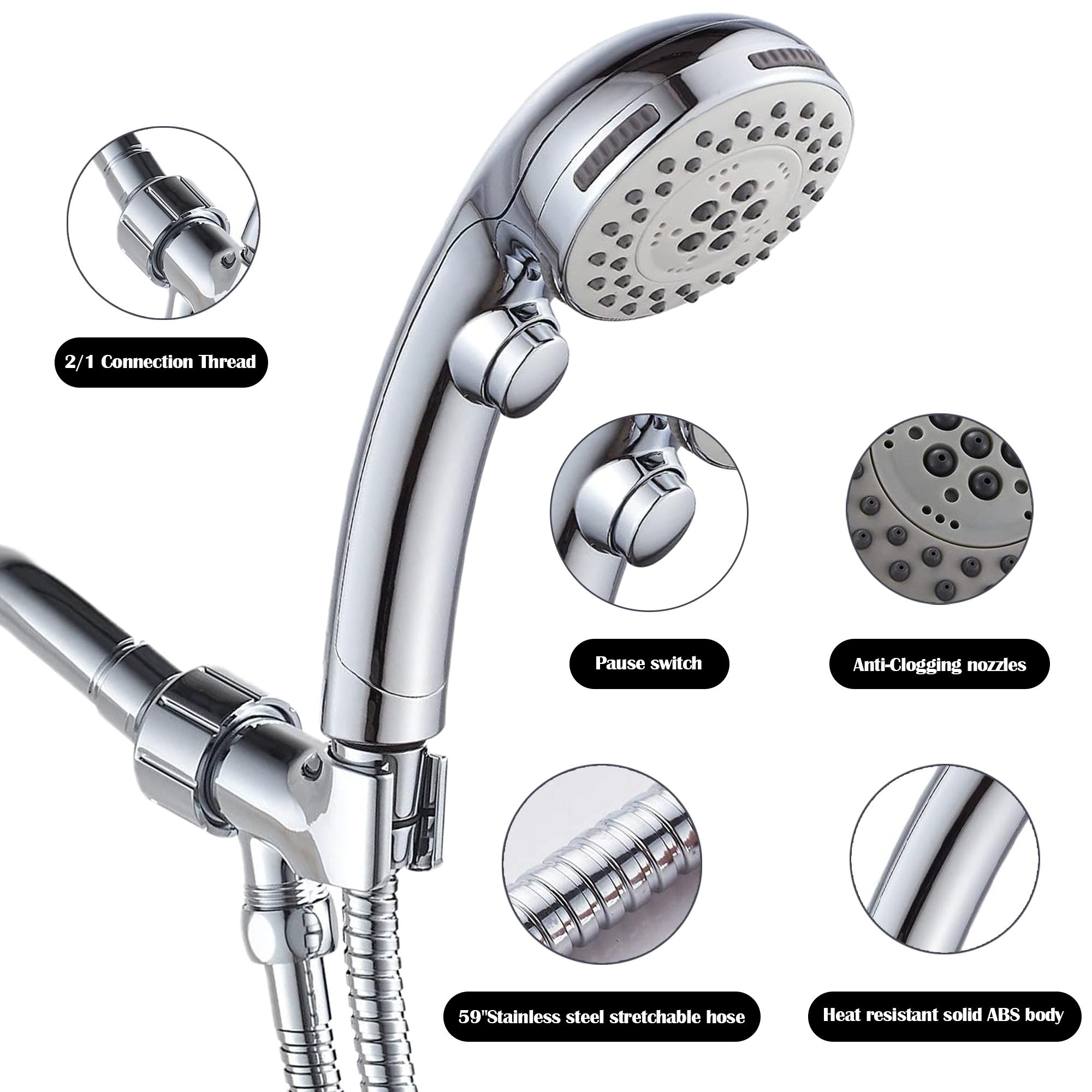 SUPTREE 6-Mode Handheld Showerhead with Hose photo 5