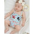 thumbnail image 6 of Infant Newborn Baby Girls Fourth of July Outfits Sleeveless Frill Smocked Romper + Headband Set Newborn Clothes, 6 of 9