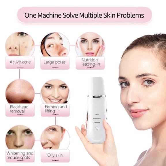 3-in-1 Ultrasonic Facial Spatula for Deep Cleansing, Electric Skin Scrubber Blackhead Remover with Negative Ion Technology for Skincare, Portable Facial Tool for Blackheads Whiteheads Exfoliation