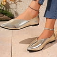 thumbnail image 5 of Ballet Widestep Shoes for Women, Women's Pointed Toe Work Dress Shoes Comfortable Dressy Slip On Shoes for Women Glossy Leather Flat Wedding Party Business Office Low Top Ballet Flats, Gold 5.5, 5 of 8