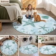 thumbnail image 6 of Teal Starfish Round Living Room Rugs 8 ft, Summer Shell Coral Washable Large Area Rug with Non-Slip Sturdy Edge Binding Round Carpet for Dining Room Kitchen Office, 6 of 9